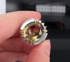 10.18ct Party Color Tourmaline & 0.50ct Diamond Platinum 18K Gold Ring Sz 8.5