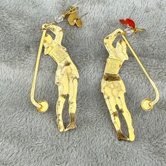 Vintage Lunch at The Ritz Woman Golfer Earrings Pierced Enamel