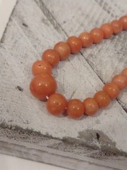 Victorian Antique 14k Gold Mediterranean Coral Orange Salmon 28in Necklace