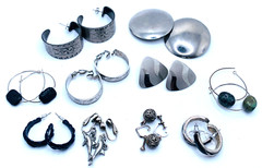 Lot 10 Vtg Silvertone 1980s 1990s Hoop Stud Dangle Earrings, Cute Dolphins