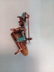 Vtg Charles F. Worth Copper & Bakelite Brooch Bongo Enamel Pin Native Drummer