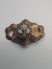 Vintage Art Deco Victorian Style Brooch With Enamel And Rhinestones