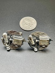 Vintage Television Camera Microphone Figural Silver Tone Cufflinks Broadcasting