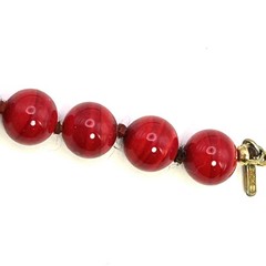Vintage Monet Bright Red Lucite Bead Single Strand Necklace 25 in