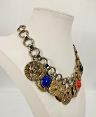 VTG JULIANA D&E Dangling Charm Necklace Pierced Earring Set Ref # 23 Book Pieces
