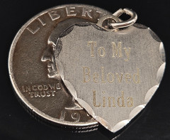 WELLS Sterling MONOGRAM LOVE Charm Pendant Linda 1968 Vintage