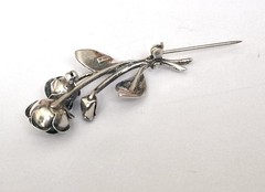 Brooch Branch Rose Flowers 925 Silver THEODOR KLOTZ Pforzheim “TEKA” Z751