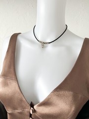 Rare Hermes Anne de La Fantasy 2004 Heart Padlock Choker Necklace Vintage Black