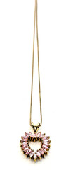 Gold over Sterling Silver Pink Cubic Zirconia Heart Pendant & 17.5″ Necklace