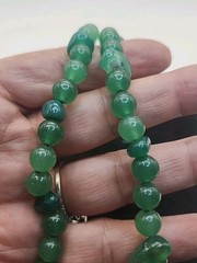 Vintage Green Jade Aventurine Bead Necklace W/Hand Carved Pieces No Clasp 30″