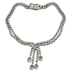 Tassel Necklace VTG Jeweled Austrian Crystal Rhinestone Art Deco Sparkly Choker