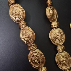 Vintage Runway Chunky Gold Tone Swirl Chain Belt Necklace & Bracelet Set 60s 80s