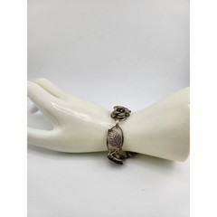 Vintage Lang Sterling Silver Marked Rose Leaf Link Bracelet Mid Century 20.5g
