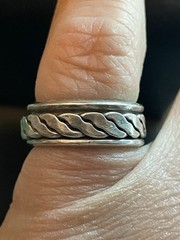VTG 925 Sterling silver spinner band rope style ring Sz 6 TF –85 Mexico preowned
