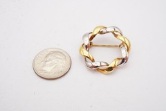 Vintage 14k Yellow Gold White Gold Brooch Pin Two Tone