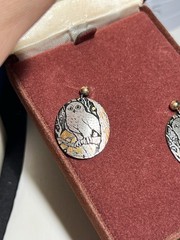 Vintage reed & barton damascene owl 24kt electroplate owl earrings