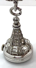 1930s PENNINO Sterling & Rhinestone Art Deco Lapel Brooch & Fob Watch