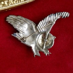 RARE Vintage Coro Style Trembler Owl Brooch Geissmann Brunialti Book Piece 30s