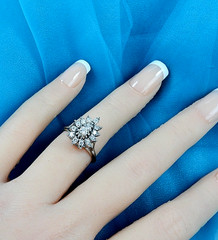 Vintage Ring Solid 14K White Gold Diamonds Engagement Starburst Jewelry Size 5