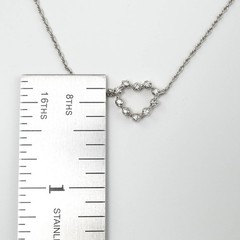 14K Solid Gold Cute Heart Natural Diamond Pendant Necklace, 16 Inch Length