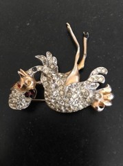 Vintage Ostrich Brooch Unique Old Rhinestones As Pictured 2”