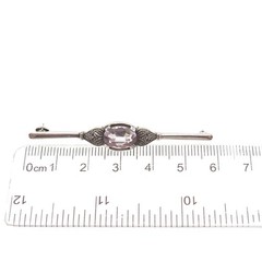 835 Silver Vintage Real Oval-Cut Amethyst Oxidized Bar Pin Brooch