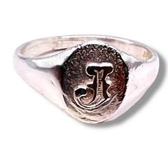 Initial J Signet 925 Vintage Sterling Silver Child Baby Letter Ring Size 3