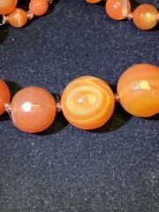 Vintage Graduated Faceted Carnelian Agate Necklace Hand Knotted 24in