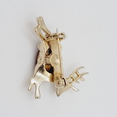 Vintage Red Rhinestone Reindeer Christmas Holiday Rudolph Brooch Pin Tiny 1 inch