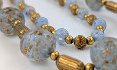 Vintage Murano Venetian Glass Necklace Periwinkle Blue Sommerso Aventurine 28″