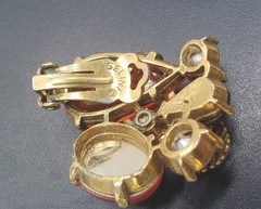 Selro Selini 1970s Orange Jelly Jewel AB Bracelet & Earrings Set Signed!