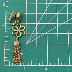 Vintage Signed Crown Trifari 1955-1969 Gold Tone Earrings Dangle Drop Flower