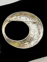 Vintage Jezlaine Offset Oval Brooch Sterling Silver 12g