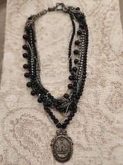 Vintage JUICY COUTURE Blsck & Silver Beaded Necklace NIB