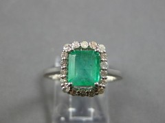 2.30CT DIAMOND & AAA EMERALD 14KT WHITE GOLD EMERALD CUT & ROUND ENGAGEMENT RING
