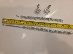 Vintage Judy Lee Necklace, Bracelet, Clip Earrings. Silver & Blue