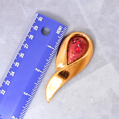 Matisse Renoir Vintage Copper Art Glass Brooch Mid-Century Modern 3″