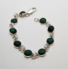 Vintage Sterling Silver & Malachite Bracelet – 8 Grams – 6 Inches