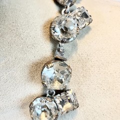 ANTIQUE Art Deco Hu Clear Crystal Paste Stones Rivière Necklace Round & Square