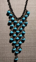 VNTG rare sign Gerard Yosca Faux Turquoise Adjstbl Bronze Tone filigree Necklace