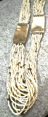 Vintage Necklace Multi Strand cream Seed Bead brass Round Beads 26″ long