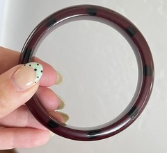 Vintage Tested Burgundy Bakelite Injected Black Gumdrop Dot Bangle Bracelet-RARE