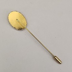 Vintage Horse Stick Pin Oval Acrylic Gold Tone 21mm