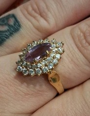 Vintage 925 Silver Gold Vermeil Amethyst And Cubic Zirconia Ring Size 10