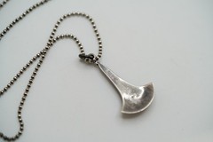 Vintage Sterling Silver Abalone Pendant 3.5cm Necklace 16″ JB39