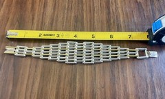Vintage Taxco 925 Silver With Brass Accents Bracelet, Size 7.75, 72 Grams.