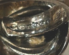 Vtg Gerber Oneida Silver Plate Baby Spoon Ring w/Engraved Birthdates Adjustable
