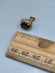 Vintage 1/20 12K GOLD FILLED Smoky Quartz Oval Stud Screwback 0.4” Earrings