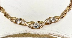 Vintage SAL Necklace Swarovski Crystals 15 Inch Gold Tone Signed 3+ Great Stones