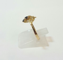 VINTAGE ONYX AND CUBIC ZIRCONIA 18K YELLOW GOLD RING SIZE 7
